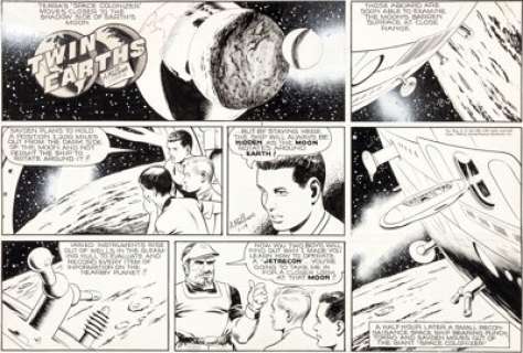 Al McWilliams Twin Earths Sunday Comic Strip Original Art dated 1-19-58 (United Feature Syndicate, 1958). -