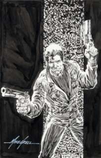 Mike Grell Jon Sable, Freelance #41 Cover Original Art (First, 1986). Sable has both guns drawn and ready in -