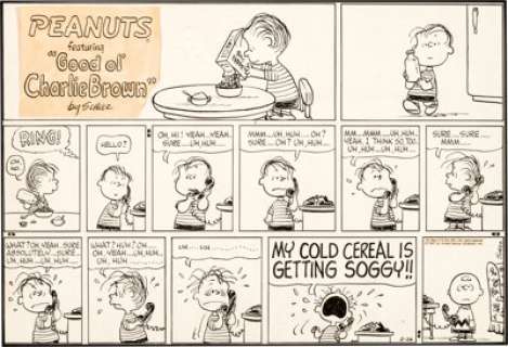 Charles Schulz Peanuts Sunday Comic Strip Original Art dated 2-26-67 (United Feature Syndicate, 1967). Linus, - | Heritage