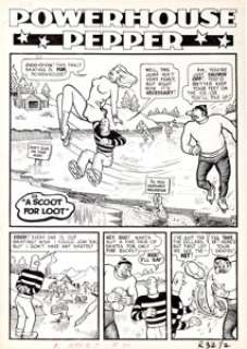 Basil Wolverton - Complete 8-Page "Powerhouse Pepper" Story "A Scoot for Loot" Original Art -