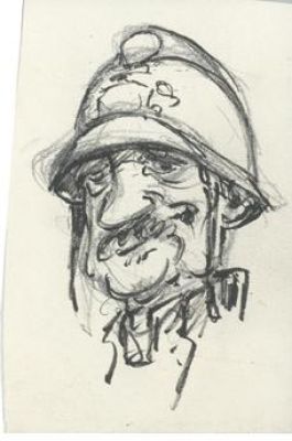 Régis Loisel | Recherche de personnage, Pompier | Galerie 9ème Art