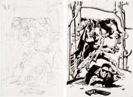 John McCrea Hitman #3 Cover Batman Original Art Group of 2 (DC, 1996). Batman and the superpowered hitman -