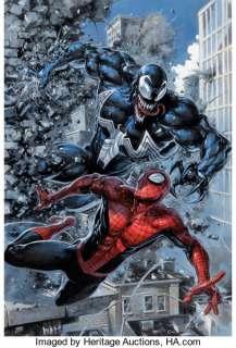 Clayton Crain Venom #29 Variant Cover Original Art (Marvel, 2020). Gotcha! Venom catches up with Spider-Man -