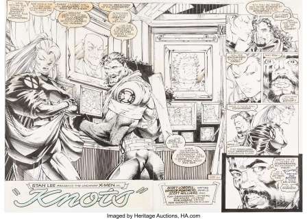 Whilce Portacio and Scott Williams Uncanny X-Men #289 Double Page Spread 2-3 Original Art (M...