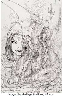Michael Turner and Tim Townsend - Vagrant Story Pin-Up Original Art (Eruptor, 2000).