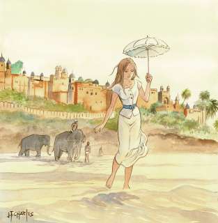 Jean-François Charles | India Dreams, dessin original à l’aquarelle publié dans le portfolio « Les carnets du Pinceau d’Or ». | Septimus