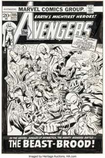 Buscema, John - John Buscema and Jim Mooney The Avengers #105 Cover Black Panther Original Art (Marvel, 1972)....