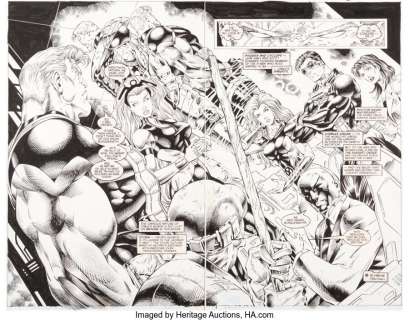 Churchill, Ian - Ian Churchill and Scott Hanna Cable #29 Double Splash Page 7-8 Original Art (Marvel, 1996).... (Total: 2 Original Art)