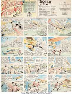 Forrest, Hal - Hal Forrest Tailspin Tommy and Progress of Flight #125 Hand-Colored Sunday Comic Strip Original Art da...