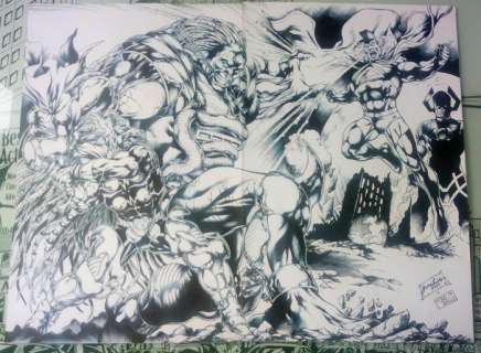 Jose Luis | Thor, Galactus Gladiator 22x17 inches -A2 - Encré - Jose Luis - Tyran VS Beta Ray Bill, Gladiator et Galactus - Page volante - Exemplaire unique - (2014) | Catawiki