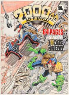 Gibson, Ian - Ian Gibson 2000 AD Sci-Fi Special 1982 Judge Dredd Cover Original Art (IPC, 1982)....