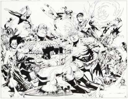 Jim Cheung, John Livesay, and others - Young Avengers #11 Double Splash Pages 20-21 Original Art (Marvel, 2006). (Total: 2 Original Art)