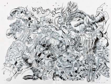 Aaron Conley - Secret Wars: Battleworld #3 Wolverine Double Splash Pages 2-3 Original Art (Marvel, 2015). (Total: 2 Original Art)