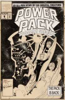 June Brigman and Roy Richardson Power Pack Holiday Special #1 Cover Original Art (Marvel, 1992).