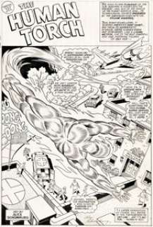 Alex Schomburg The Invaders Annual #1 "The Human Torch" Splash Page 7 Original Art (Marvel, 1977). (Total: 2 Original Art)