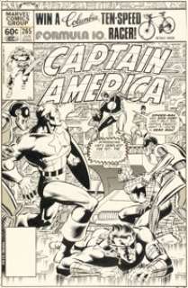 Mike Zeck and John Beatty Captain America #265 Spider-Man Cover Original Art (Marvel, 1982).