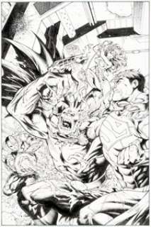 Tyler Kirkham and Sandra Hope Justice League #20 Variant Cover Original Art (DC, 2013).