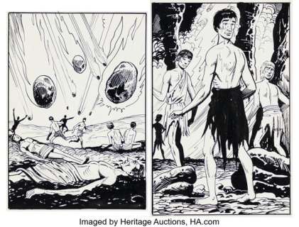 Raoul Giordan Spectral #1 L‘Enfer de Dante - La Machine du Destin Illustration Original Art Group of 2 (Spectral, 1978). (Total: 2 Original Art)