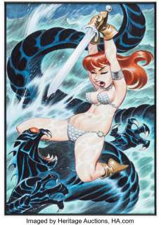 Bruce Timm Red Sonja: Noir #1 Variant Cover Original Art (Dynamite Entertainment, 2025).