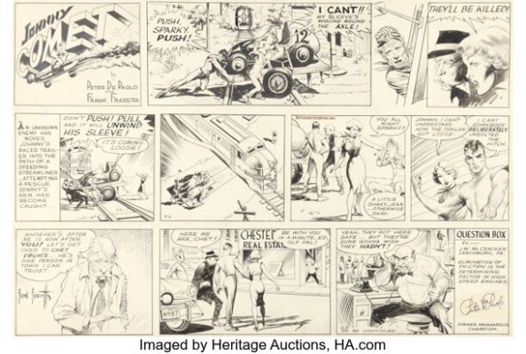 Frank Frazetta Johnny Comet Sunday Comic Strip Original Art dated 3-2-52 (McNaught Syndicate, 1952). | Heritage