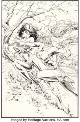 Mike Deodato Jr. Wonder Woman: The Contest Trade Paperback Cover Original Art (DC, 1995). | Heritage