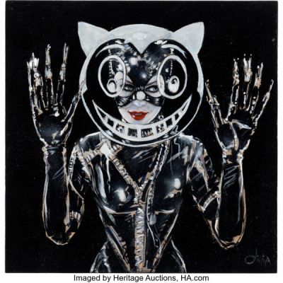 Olivia De Berardinis "The Catwoman" Michelle Pfeiffer Painting Preliminary Original Art (Sideshow Collectibles, 2023). | Heritage