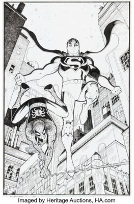 Arthur Adams DC / Marvel: Superman / Spider-Man #1 Variant Cover Original Art (DC/Marvel, 2026).