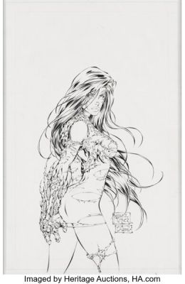 Michael Turner and Duy Truong (as D-Tron) The Witchblade Collected Edition #1 Cover Original Art (Image, 1996). | Heritage