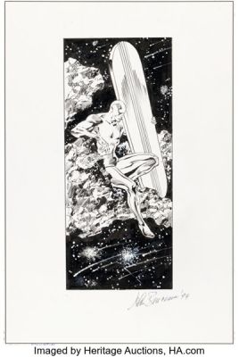 John Buscema Essential Silver Surfer #1 Back Cover Illustration Original Art (Marvel, 1998). | Heritage
