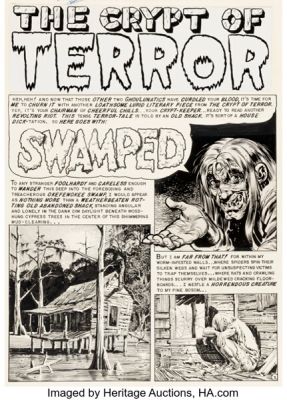 Reed Crandall Haunt of Fear #27 "Swamped" Complete 7-Page Story Original Art (EC, 1954). (Total: 7 Original Art) | Heritage