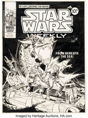 Tony DeZuñiga Star Wars Weekly #22 Luke and the Droids Cover Original Art (Marvel UK, 1978). | Heritage