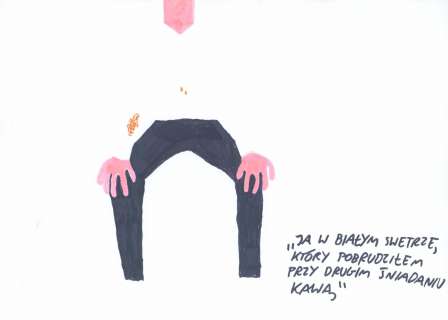 Mikoå‚Aj Tkacz | Autoportret, ilustracja z cyklu Zabawne Å¼ycie | ArtKomiks Aukcje