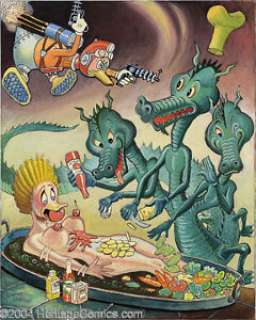 Carl Barks - "Duck Rogers" Painting and Sketches Original Art (1979). This painting, which had as a - | Heritage