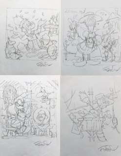 Andrea Freccero | Donald Duck IC GS 2 + 7 + 10 + 12 - Andrea Freccero - cover preliminary drawings - Storia e Gloria della Dinastia dei Paperi - (2022) | Catawiki