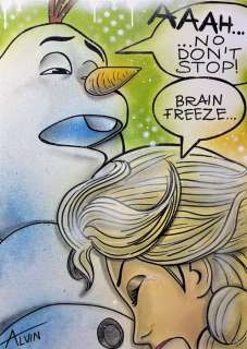 Alvin Silvrants | Frozen - Olaf gives Elsa brain freeze - Original drawing in colour by Alvin Silvrants | Catawiki