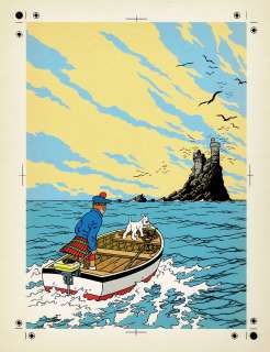Hergé (Studios) | Tintin, L’île Noire, bleu de coloriage et son film noir pour la couverture de l’album. | Septimus