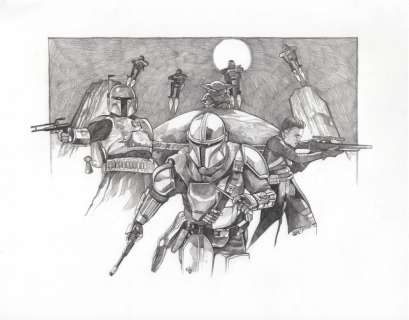 Roby Amor - mandolorian commission chapter 14 the tragedy grogu baby yoda boba fett