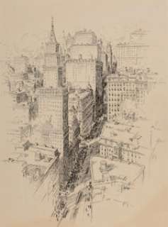 Raeburn Van Buren (American, 1891-1987) New York City Ink on paper 14-5/8 x 13-1/8 inches (37.1 x 33.3 cm) -
