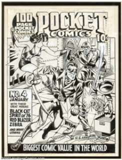 Joe Simon (attributed) - Original Cover Art for Pocket Comics #4 (Harvey, 1942). This cover to the fourth issue - | Heritage