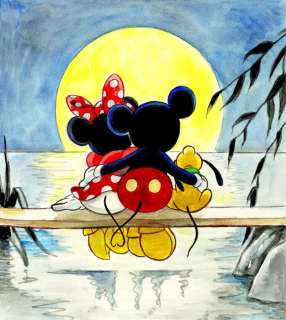 Tony Fernandez - Mickey, Minnie Mouse & Pluto Inspired By "Boy and Girl Gazing at the Moon" (1926) - Original | Catawiki