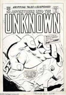 Ogden Whitney - Original Cover Art for Adventures into the Unknown #123 (ACG, 1960). A giant, manacled hand grasps -