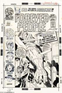 Jack Kirby and Mike Royer - Forever People #9 Cover Original Art (DC, 1972). Hold onto your mother-box folks, this - | Heritage