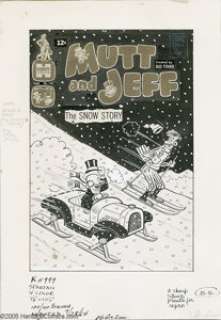 Al Smith (attributed) - Mutt and Jeff #144 Cover Original Art Cover (Harvey, 1965). No danger of falling down -