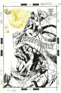 Jack Sparling - Secret Six #4 Cover Original Art (DC, 1968). The Secret Six are caught in the crossfire in this -