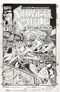 Steven Butler and Mark McKenna - Silver Sable and the Wild Pack #29 Cover Original Art (Marvel, 1994). Deep in -