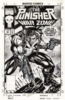 Hoang Nguyen - The Punisher: War Zone #20 Cover Original Art (Marvel, 1993). Blazing cover illustration by comic -