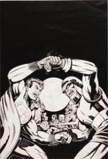 Jack Kirby and Greg Theakston - Super Powers #6 Cover Original Art (DC, 1986).  Darkseid battles the Super -