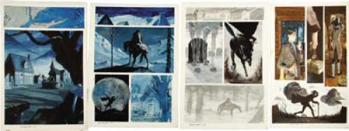 Bo Hampton - "The Legend Of Sleepy Hollow" Page Original Art, Group of 45 (Tundra, 1992). Beware, -