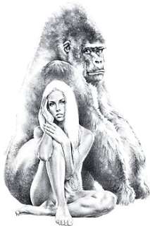 Sanjulian Jr. - Sheena et King Kong - Grand dessin au crayon - 70 x 50 cm - Hand Signed | Catawiki