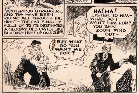 "TINY TIM" SUNDAY PAGE ORIGINAL ART LOT WITH FRANKENSTEIN-LIKE MONSTER. | Hake’s